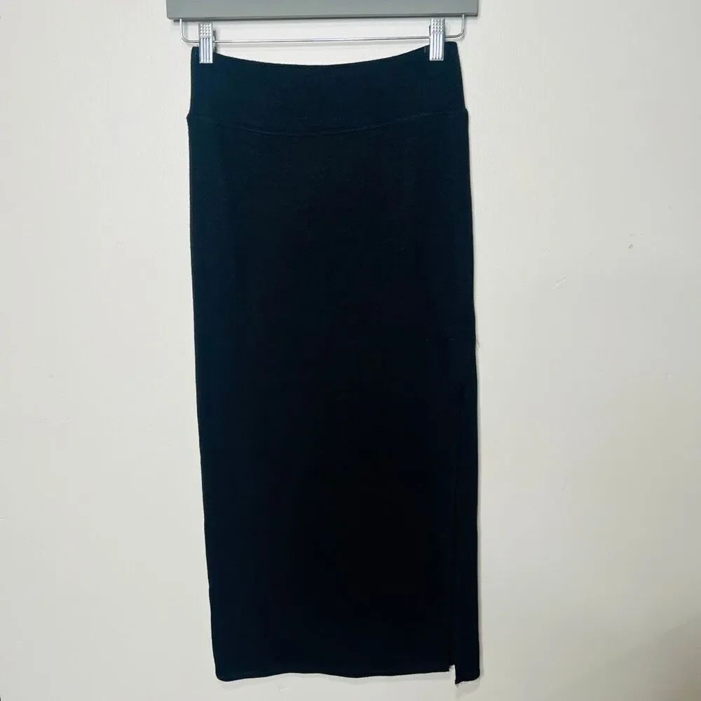 Wilfred Free Black Knit Long Slit Pencil Maxi Skirt Sz S